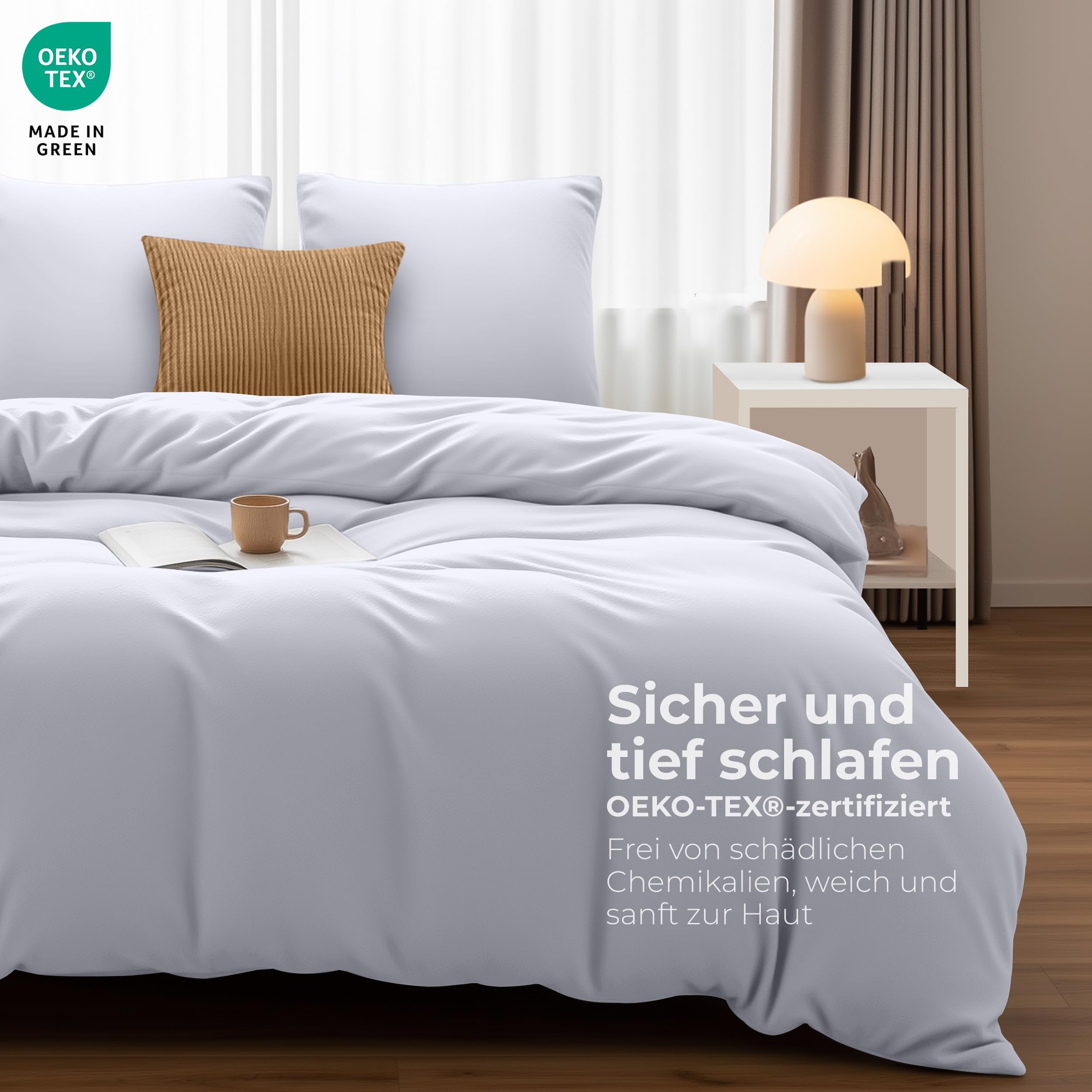 Utopia Bedding Bettwäsche 200x220 cm + 2 Kissenbezüge 80x80 cm, Weiß – Ansicht 2