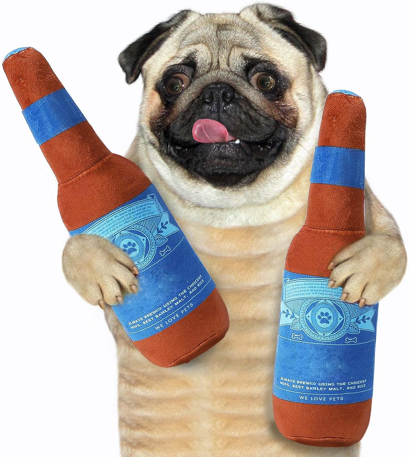 Alirea Funny Dog Toys [2 Pack] - Plush Squeaky Dog Toy Cute Bottle Parody Safe Dog Chew Toy Christmas Birthday Gift for Puppy Small,…