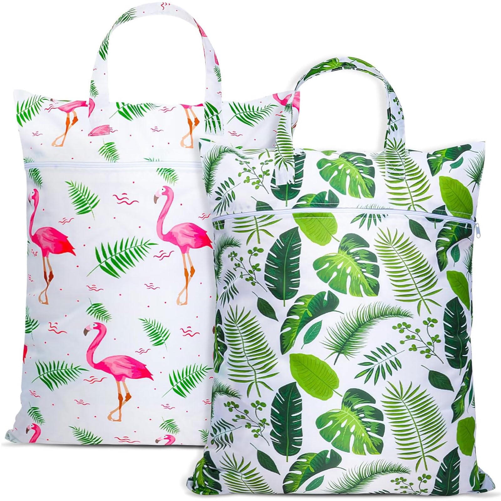 Large Travel Laundry Bags,2 Pcs Travel Laundry Bag with Handle,Laundry Bag Travels with Zip,Laundrys Bag, Dirty Laundry, Waterproof Laundrys Bag,Laundry Bags for Travels,Swimming,Yoga (Leavesflamingo)