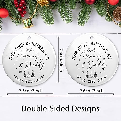 Miniatura 3 de Adorno de nuestra primera Navidad como mamá y papá 2025, celebra el primer adorno de Navidad del bebé, regalos para padres nuevos promovidos a mamá