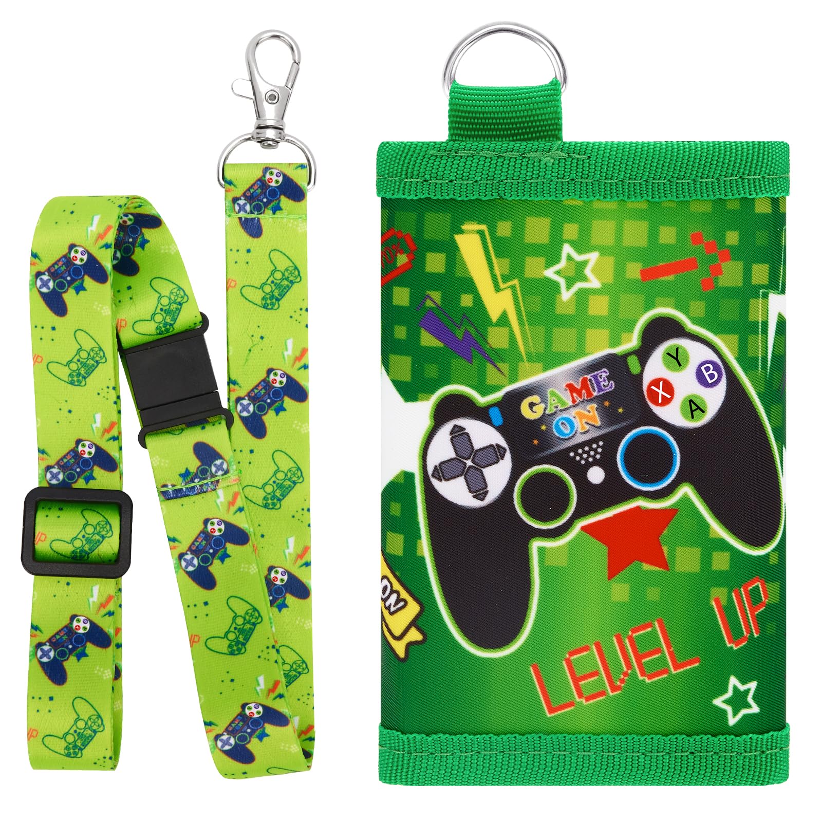 WAWSAM Game Kids Wallet for Boys, Trifold Velcro Wallet for Kids Teen Ages 4-12, Toddler/Youth Wallet with Zippered Coin Pocket and Card Holders