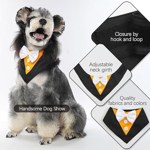 Miniatura 5 de FUAMEY Esmoquin para perro, bandana formal de boda para perro, collar de perro con pajarita, disfraz de cumpleaños para perro, disfraz de cumpleaños