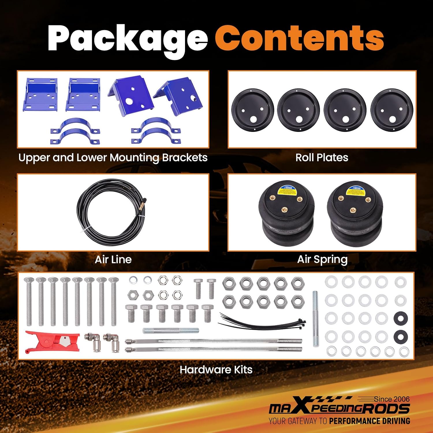 maXpeedingrods 5000 lbs Rear Air Suspension Bags Kit, for Ford E-450 Econoline 1996-2005, for Ford Super Duty 2006-2008, Motorhome E-450 Class C 1996-2008, Air Helper Spring Kit