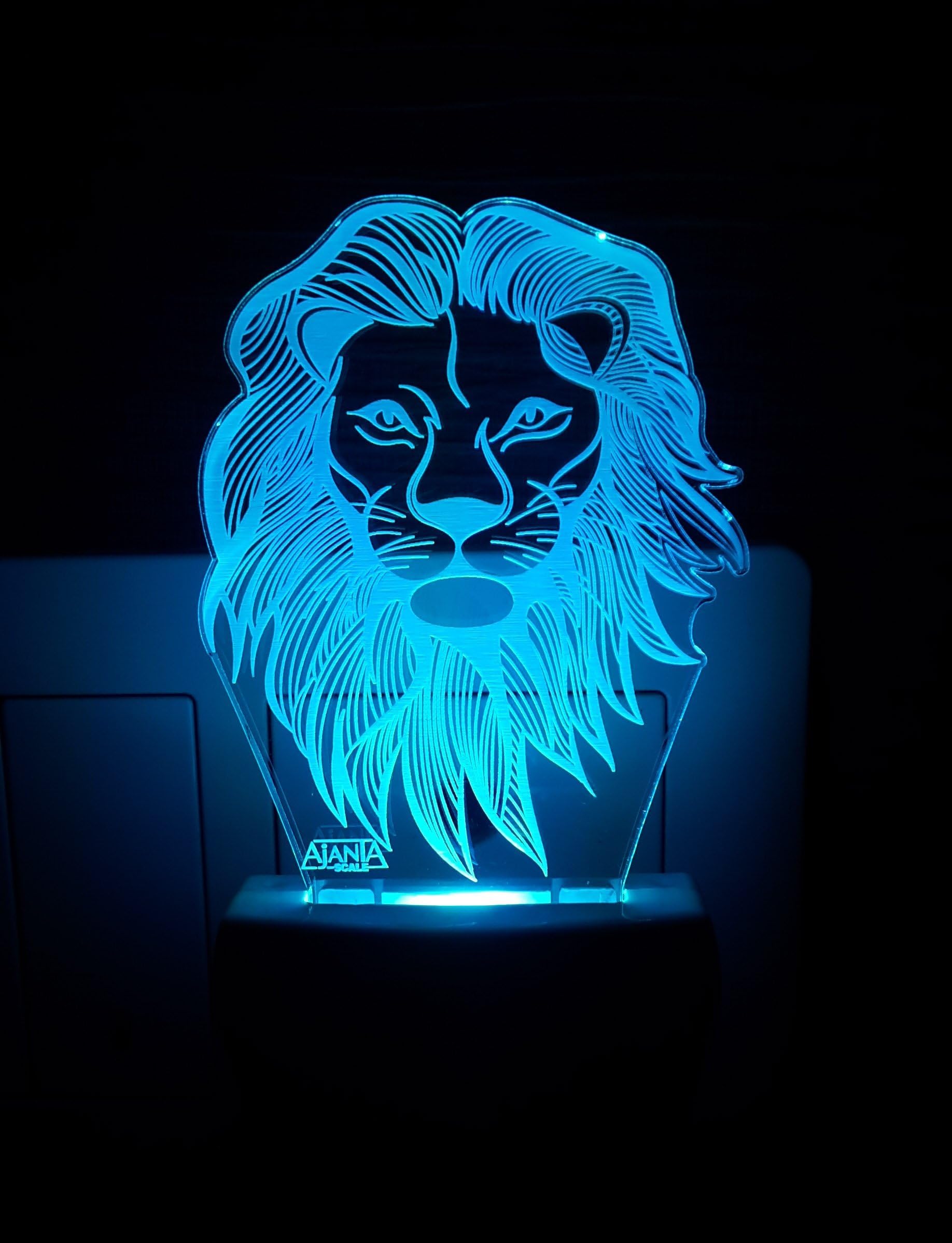 AEON METAL STICKER 3D Night lamp African Lion Code 2024 Face Rajput Shivaji Rana Jadeja Darbar Ahir Lion Head (Multi)