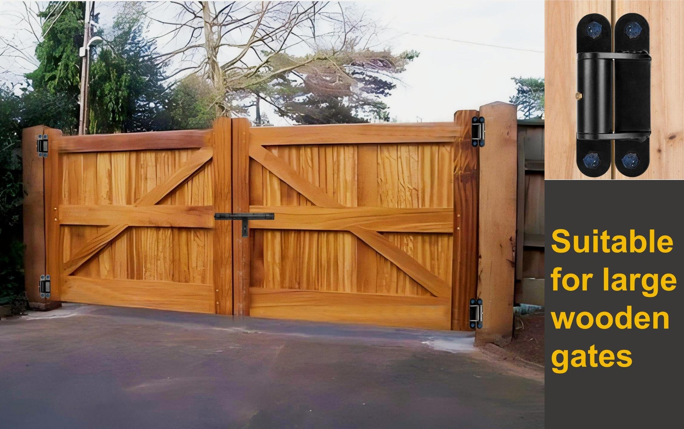 Bisagras de puerta resistentes, 7 pulgadas, carga de 1000 libras, rodamiento giratorio, para puertas grandes de madera y metal