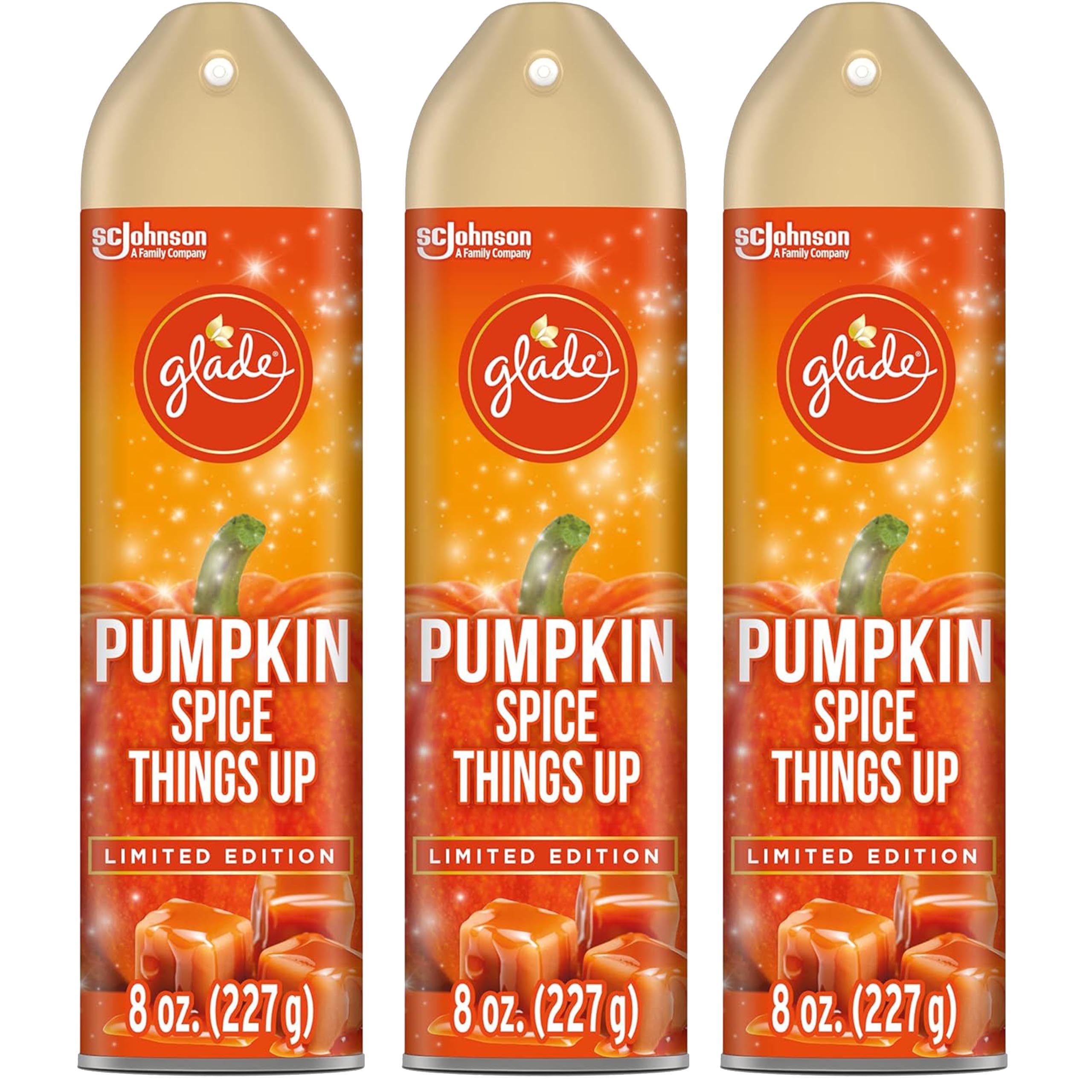 Glade Air Freshener Spray - Pumpkin Spice Things Up - Holiday Collection 2020 - Net Wt. 8 OZ (227 g) Per Can - Pack of 3 Cans3