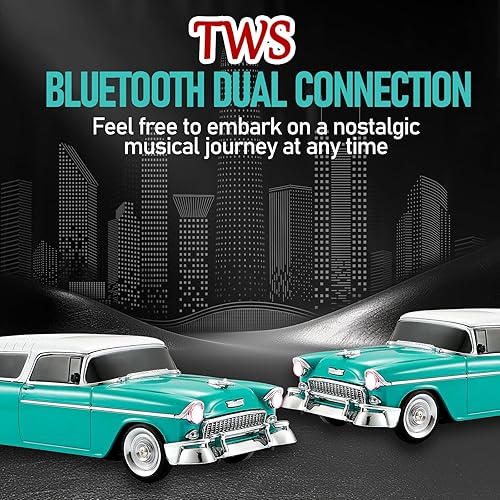 Miniatura 4 de WS-1955 Retro Sedan Bluetooth Replica Altavoz - Modelo de coche inalámbrico portátil con sonido HD, TWS, FM, luz LED de fiesta, USBTF, tipo C,