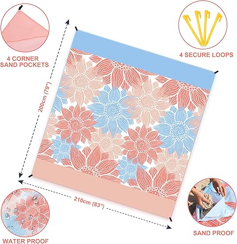 Miniatura 2 de Manta de playa a prueba de arena, extra grande, para adultos, impermeable, de secado rápido, libre de arena, hecha de poliéster de alta calidad con