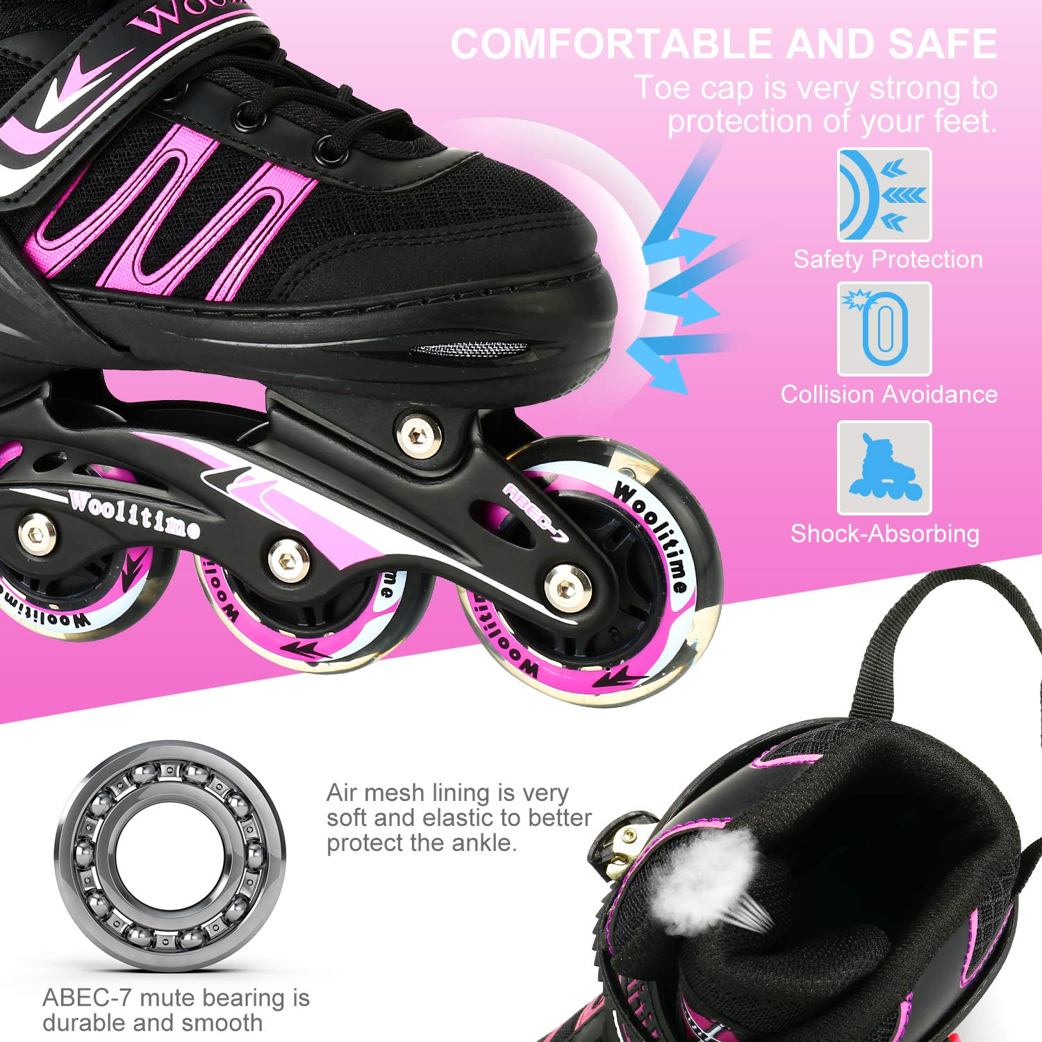 Woolitime Sports Adjustable Blades Roller Skates for B...B07VFMT9CP