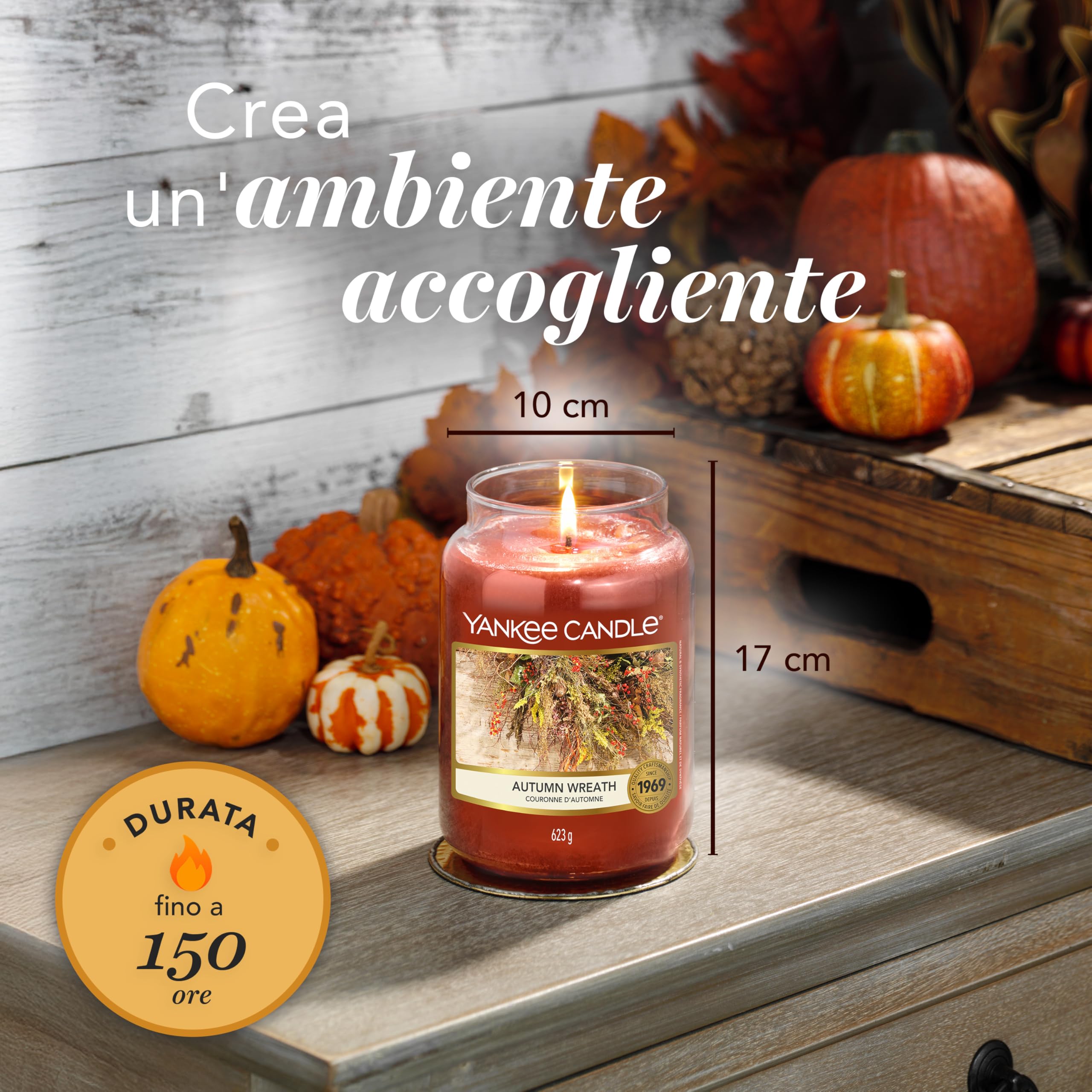 Yankee Candle Candela profumata in giara grande, Autumn Wreath, Durata Fino a 150 Ore, Regali ottimi per le donne