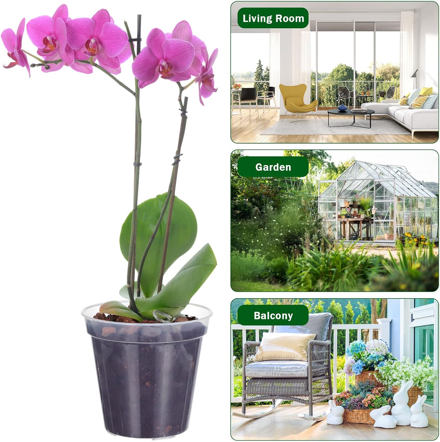 Luxshiny 10pcs Plastic Orchid Nursery Pots 20cm Gardening Plant Pots with Drainage Holes for Indoor Home and Garden Use