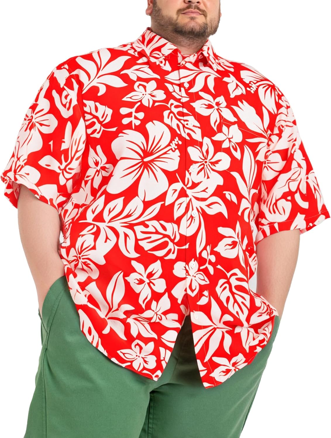 BRISIRA Big and Tall Hawaiian Shirts for Men Button Down Short Sleeves Beach Tropical Shirt