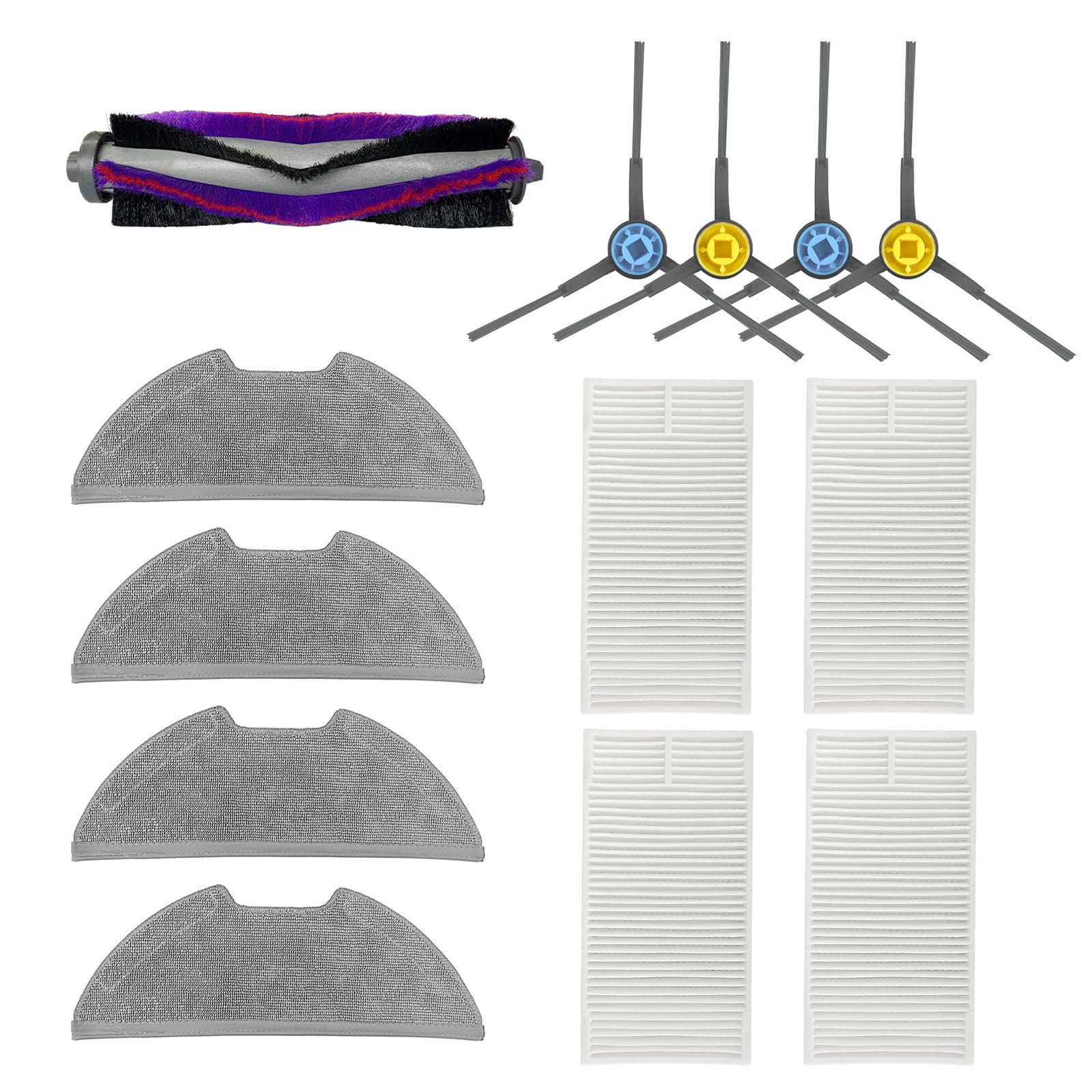 Tsophreniq Main Brush Vacuums Cleaner Mop Cloth Side Brush Replacement Filter Sweeping Robot Accessories Suitable for E10S Model Side