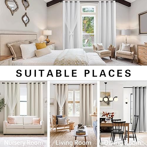 Miniatura 7 de naturetalk Cortinas opacas del 90% al 95% con transparente aplastado, juego de 2 paneles de cortina parte superior con ojales plateados antiguos,