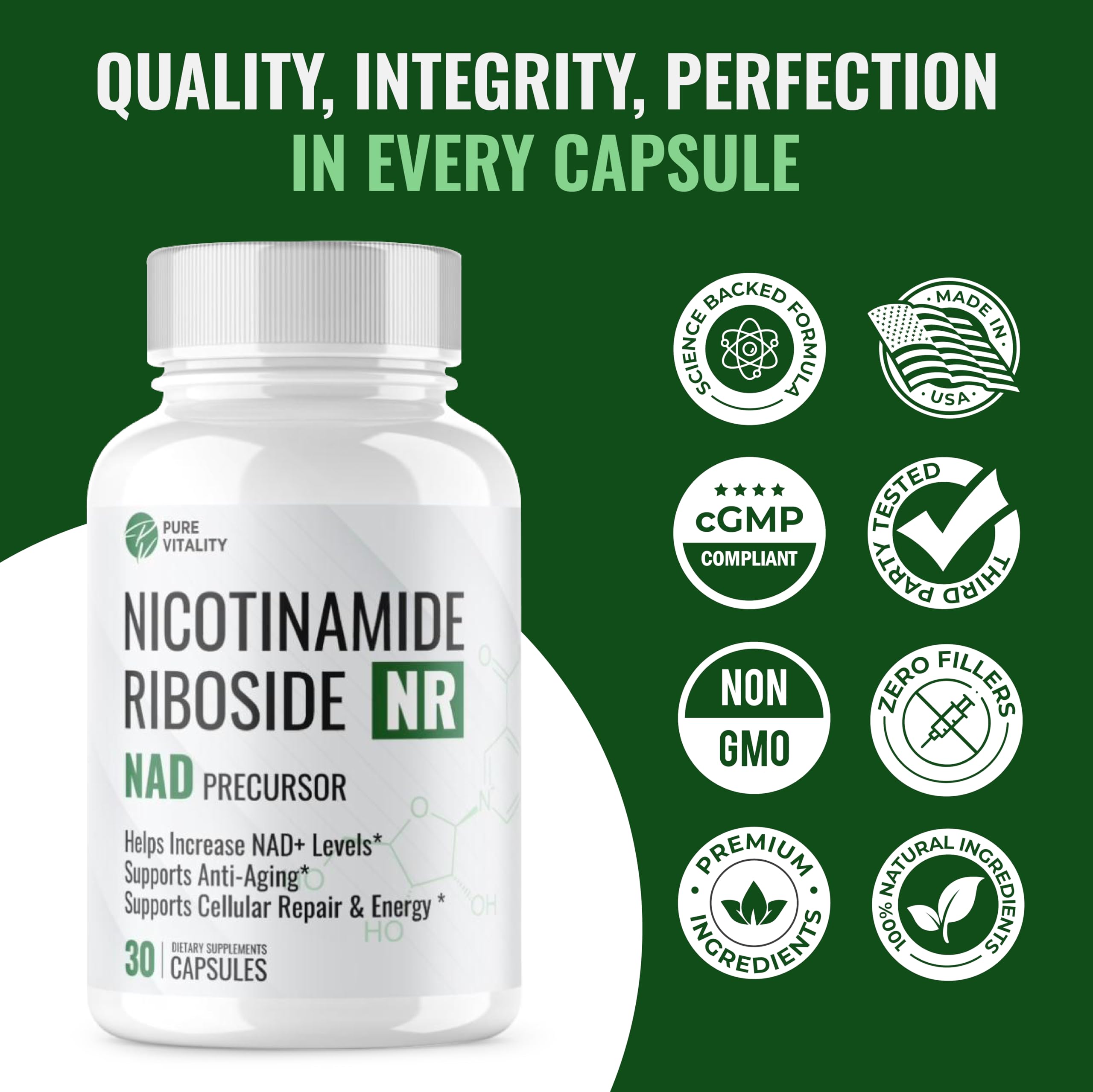 Supplément NAD | Nouveau nicotinamide riboside NAD+ & NR (sans rinçage) | Alternative NMN | Stimule le NAD naturel pour les effets anti-âge, la longévité et la fonction cognitive – Approvisionnement