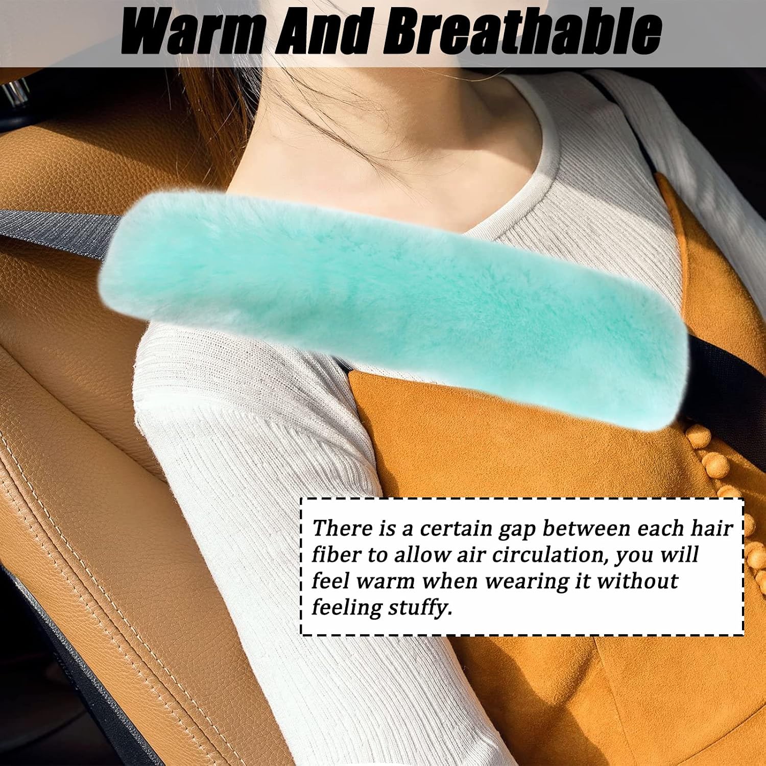 LUOYOYY 4 Pack Seat Belt Covers for Adults and Kids, Soft Fur Seat Belt Straps Pads Fluffy Seat Belt Neck Protector Furry Seat Belt Shoulder Pad Car Accessories for Various Use (Green)