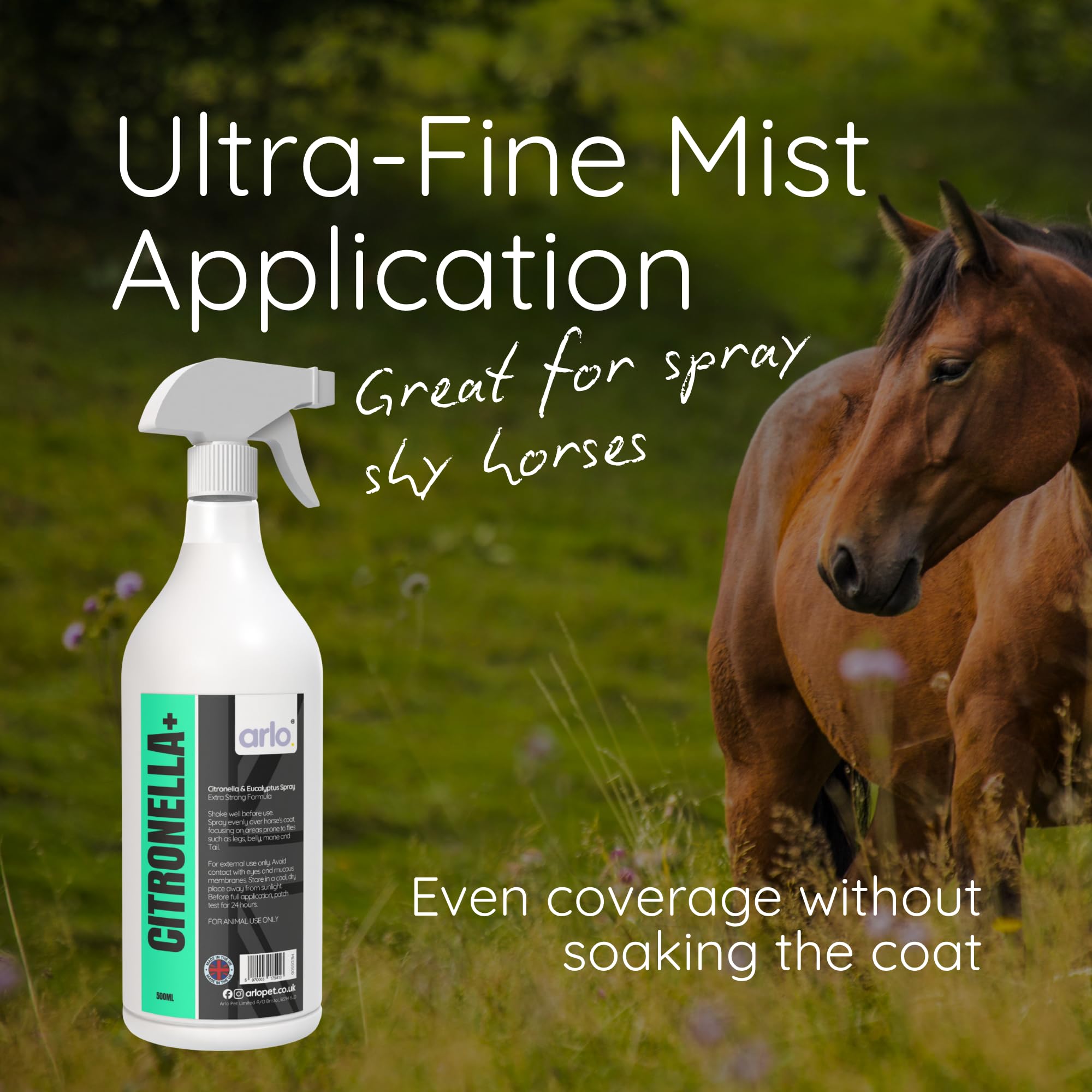 Citronella+ Fly Spray for Horses 500ml – Powerful Insect Protection | Long-Lasting Coat Spray for Horses & Ponies | Fast-Acting & Easy to Use | Summer Horse Care Essential — view 7