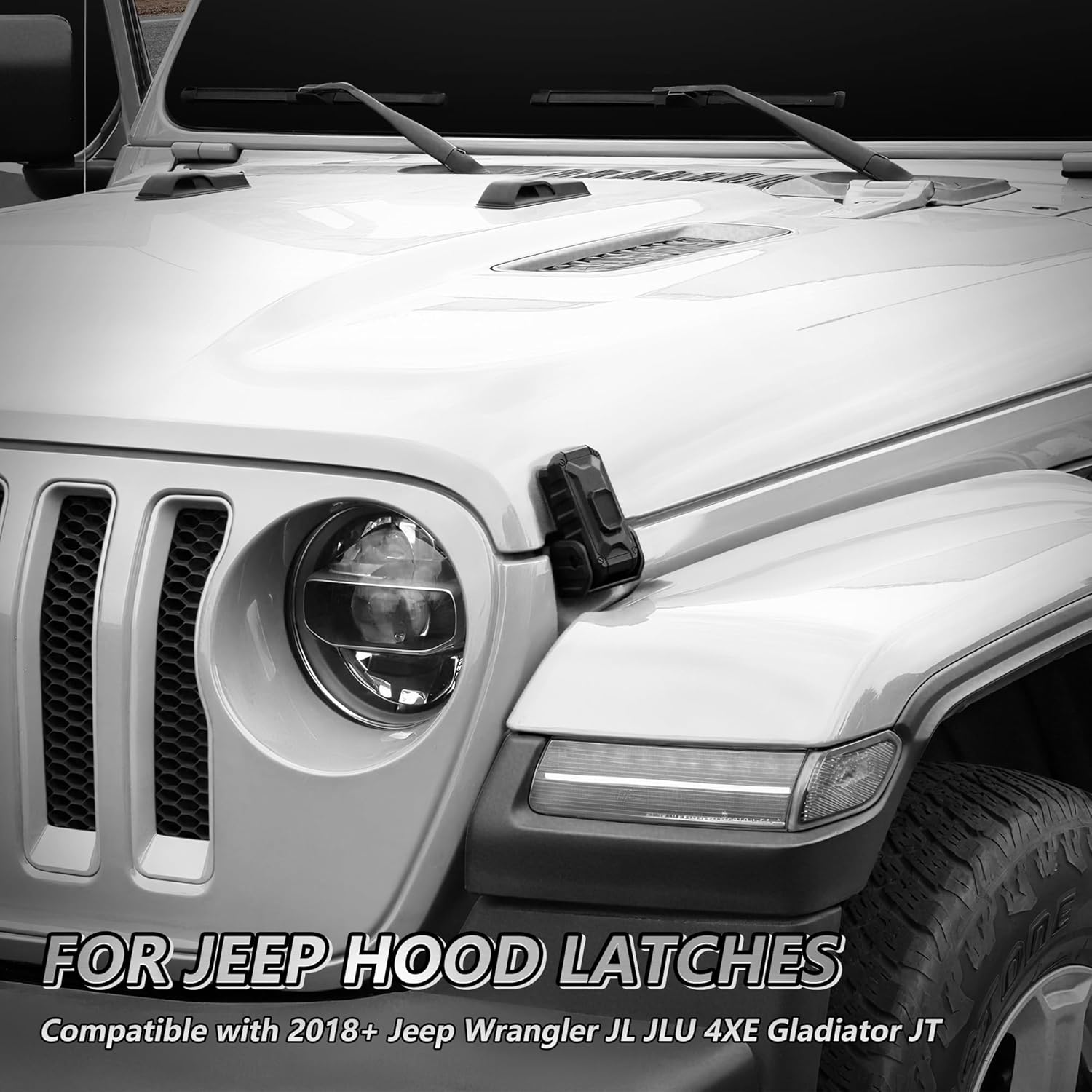 JL Hood Latch with Keys, Hood Lock Replacement OEM Hood Latches Locking Hood Latches for 2018-2026 Jeep Wrangler JL 4XE Gladiator JT Accessories, Anti-Theft, Eliminate Hood Flutter Bounce