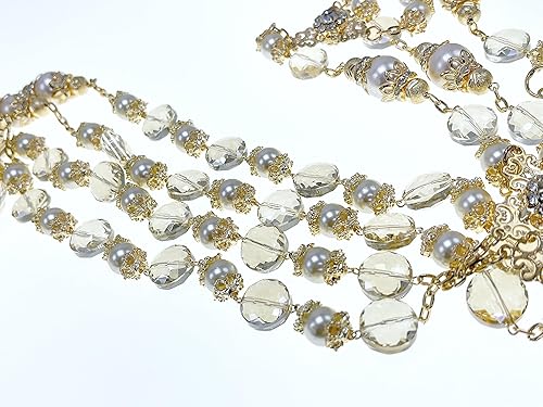 Miniatura 1 de 14k Gold Plated Wedding Lasso with Ivory Crystal Pearls and Crystals in Honey ColorLazo Para Boda En tono Oro Con Perlas color Ivory y Crystales