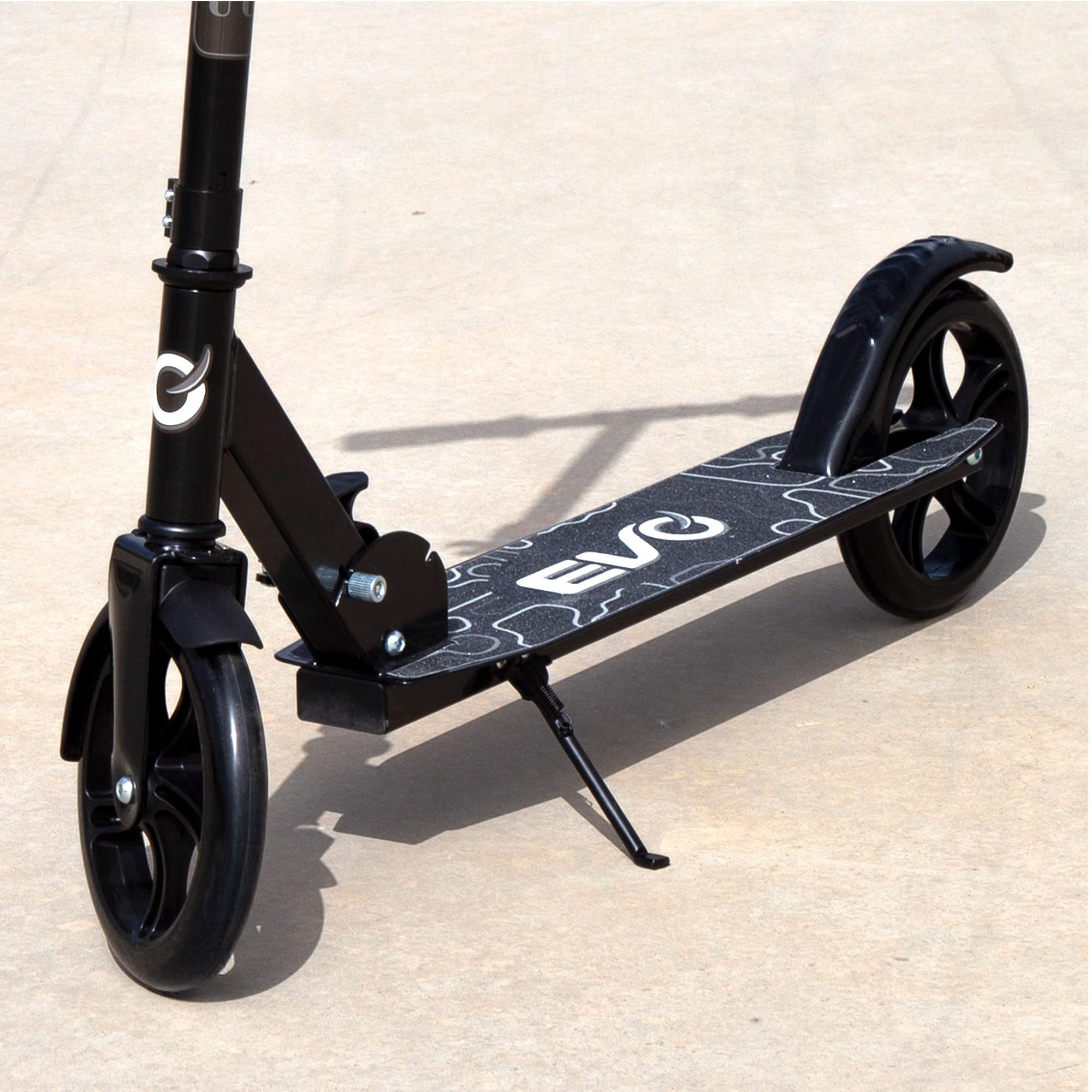 ColorBaby EVO Patinete Infantil 2 Ruedas, Negro, Altura 81-91 cm, Plegable, Freno Trasero, Soporte Lateral, Base Antideslizante, Máx. 100 kg, Juguetes niños 8 años, Patinetes Infantiles (54347)