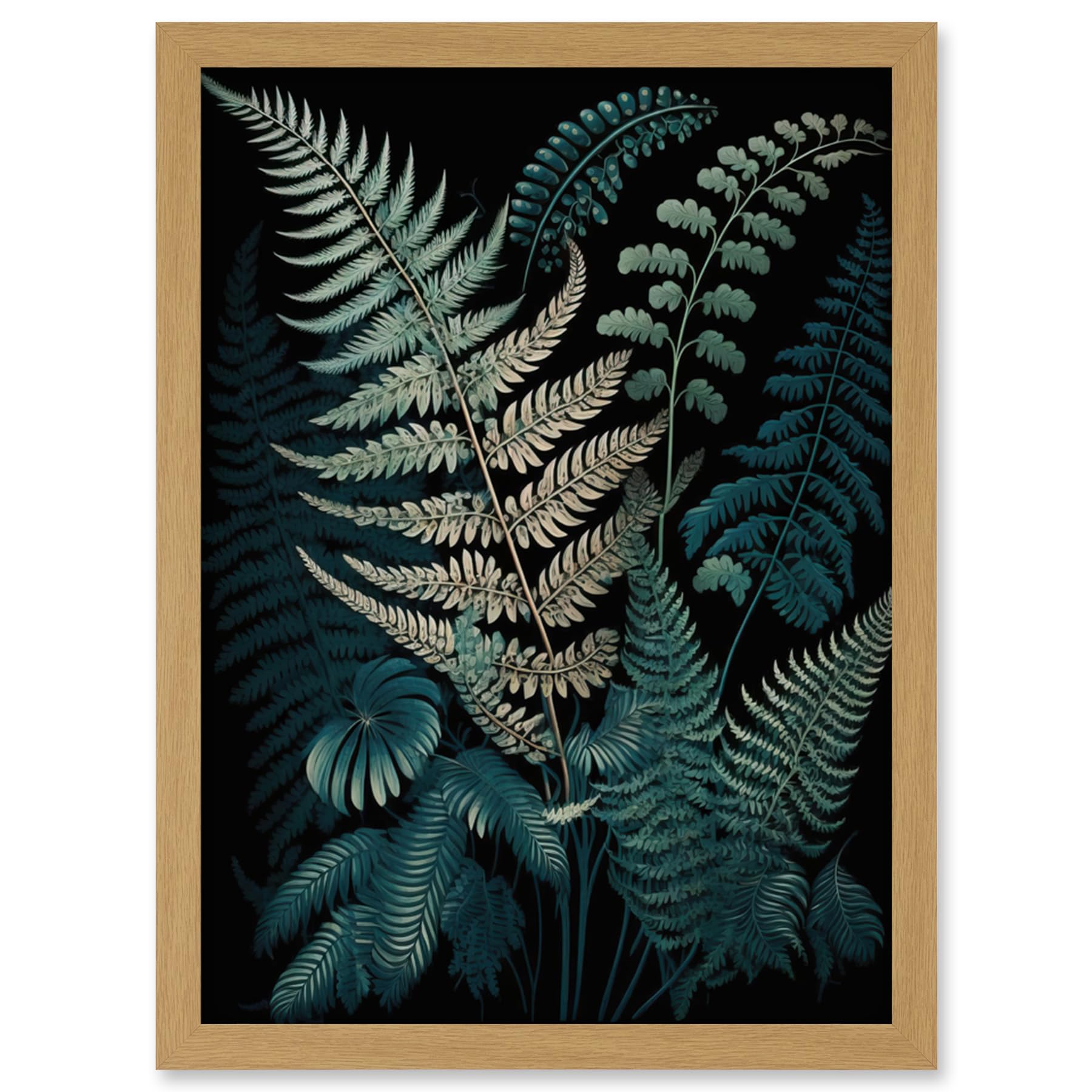 Artery8 Fern Frond Detailed Botanical Species Illustration Artwork Framed Wall Art Print A4
