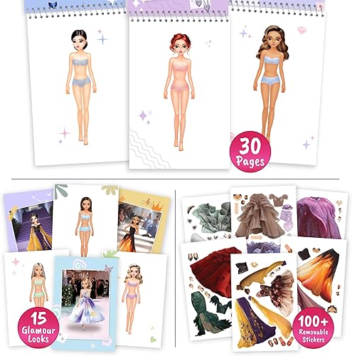 Miniatura 3 de Libros de disfraces con pegatinas - Libro de actividades con pegatinas para niños. Aprende diseño de moda para niñas con pegatinas y guías para