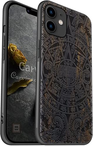 Miniatura 1 de Carveit Funda de madera para iPhone 11 madera natural y TPU suave negro a prueba de golpes, protector único de madera para teléfono compatible con