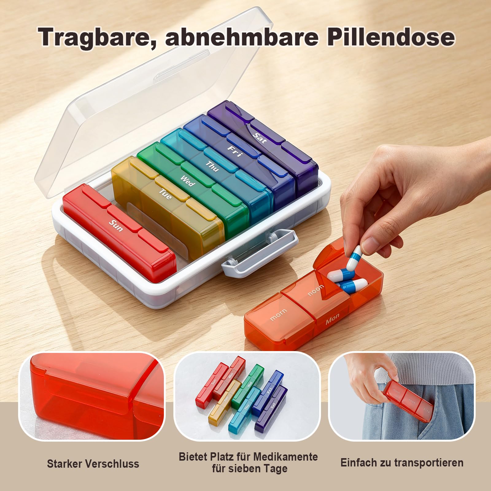 MOPUP Caja de almacenamiento de medicamentos de cuatro capas con asa de transporte, organizador de medicamentos multifuncional, caja de almacenamiento para botiquín casero, gran capacidad (37 x 25 x