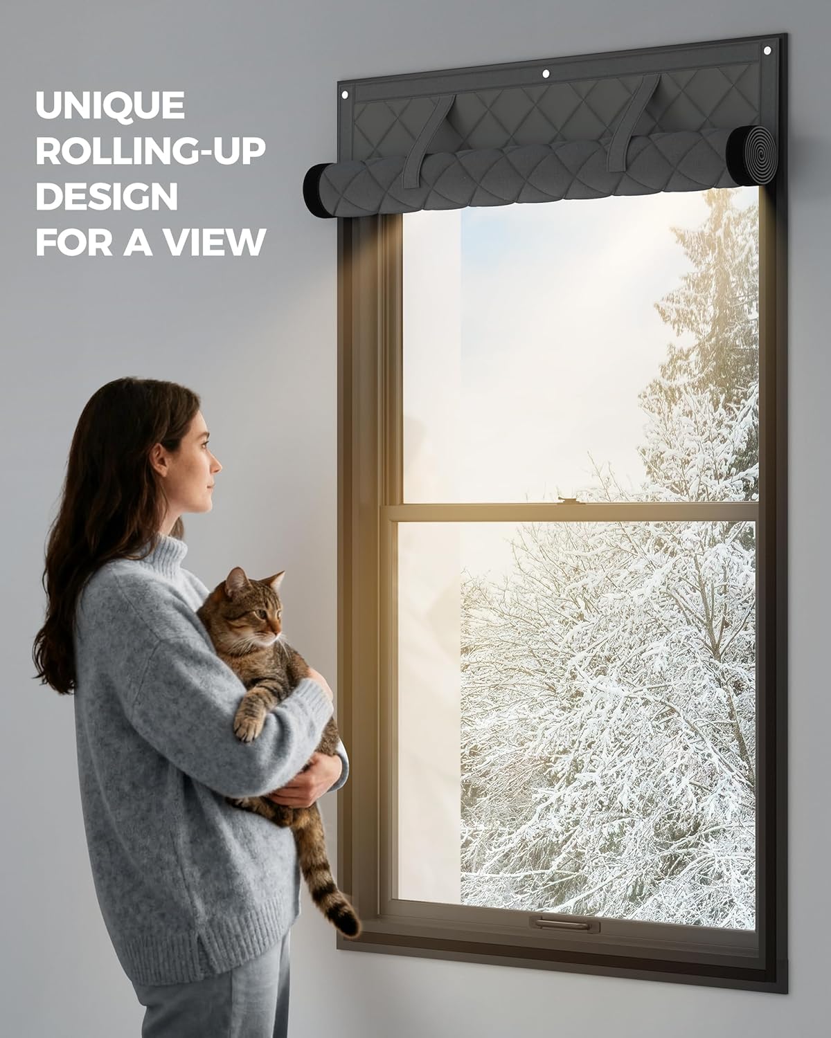 Window Insulation for Winter, Curtain Size , Thermal Insulated Window Cover with Oxford Cloth Thicken Cotton Filled, Windows, Grey