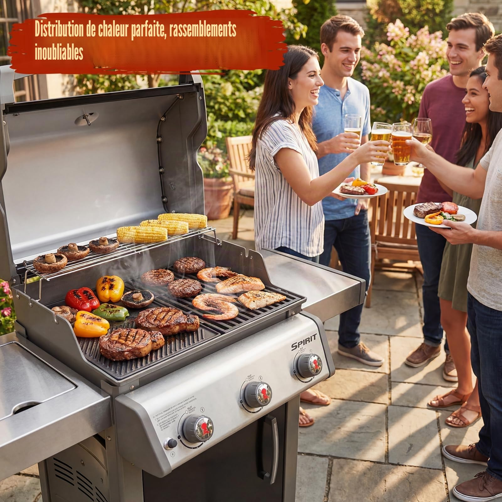 Denmay 7638 Plaque de cuisson en fonte pour Weber I & II Spirit E/S 310, 320, 330, Spirit E-310 Classic, Spirit 700, Genesis Silver B/C, pour barbecues SmokeFire EX4 et EX6 au charbon 44,5 x 30 cm