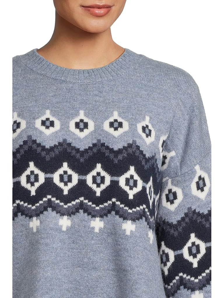 Blue Vince Camuto Fair Isle Raglan Long Sleeve Crew