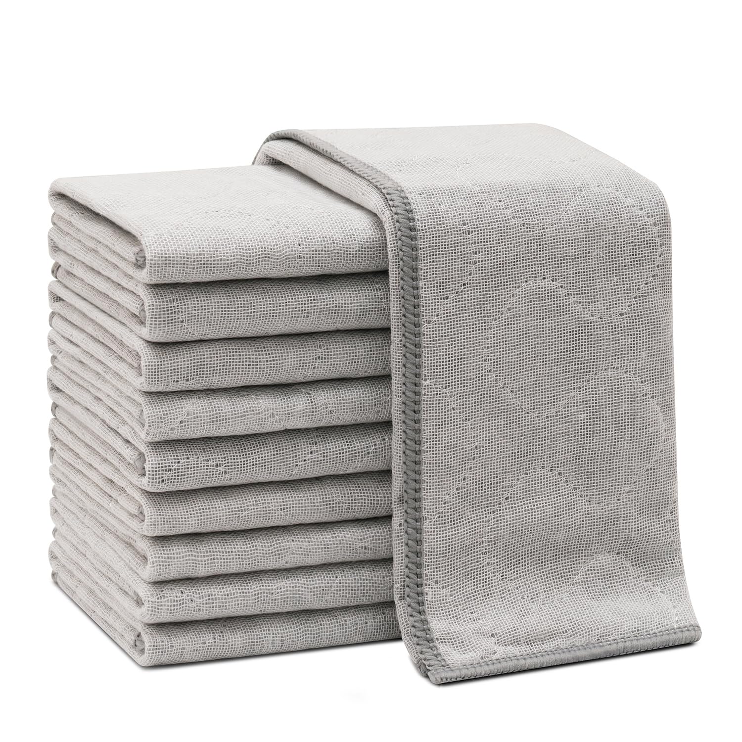 QKUDS Kitchen Cloth Set, Pack Of 10, Highly Absorbent, Durable Soft Dish Cloths, Tea Towels Bar Towels, Quick-Drying and Non-Shedding Rags for Table Wiping,30×30cm, grey