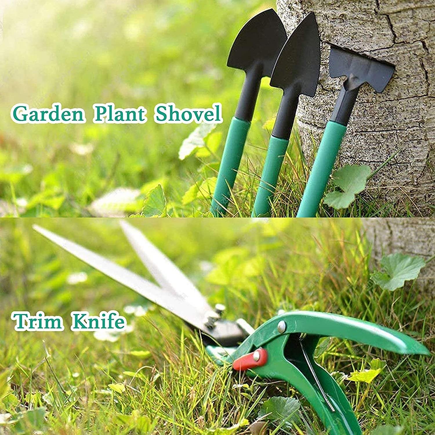 Set di Attrezzi da Giardino, 10 Pezzi Kit di Attrezzi per Piantare Giardino, Attrezzi per Bonsai da Giardino con Custodia Verde e Impugnatura Ergonomica Regali di Giardinaggio per Donne Uomini