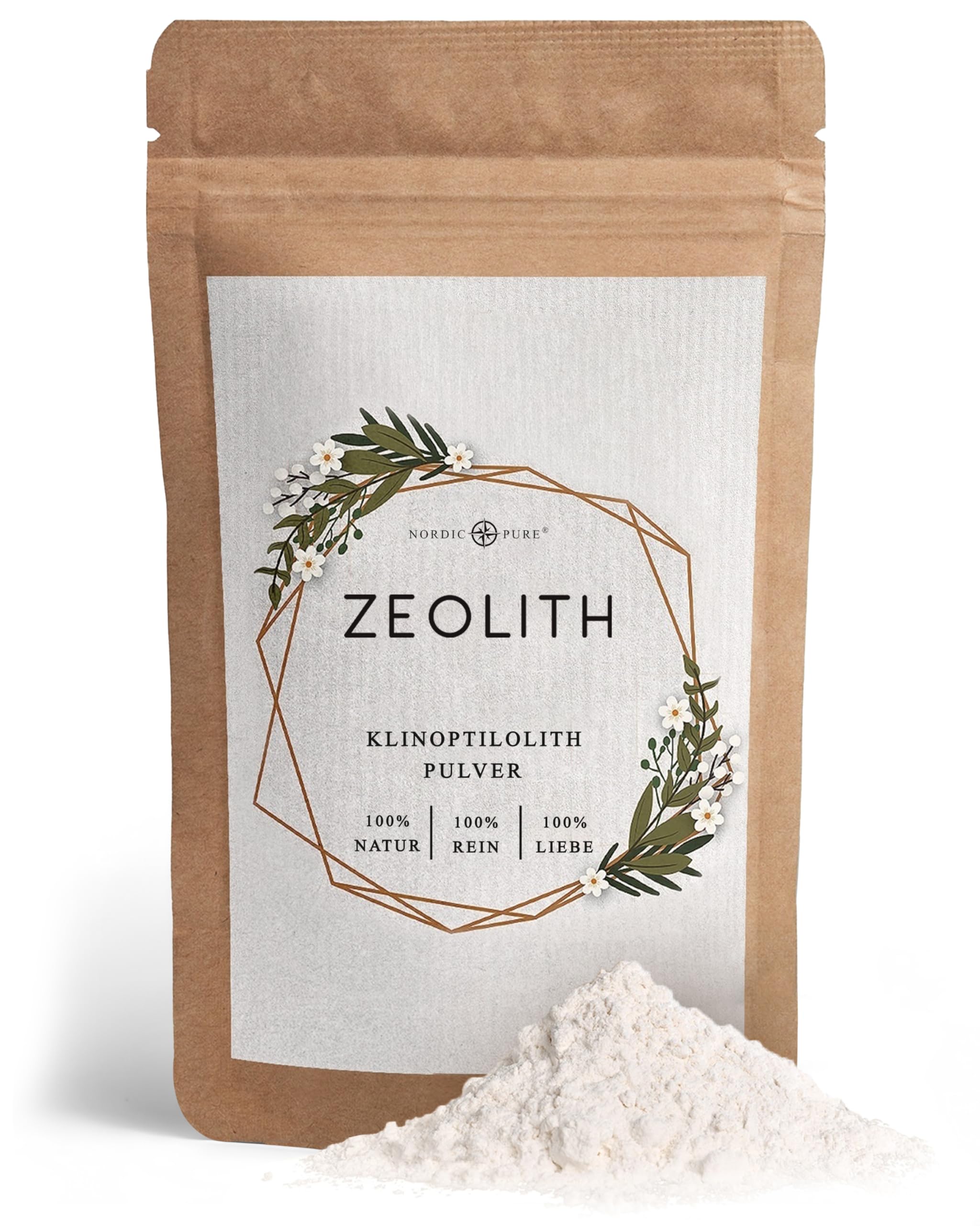 Nordic Pure Zeolith Pulver 1000g mit 95% Klinoptilolith Anteil | Premium Qualität | Extra fein