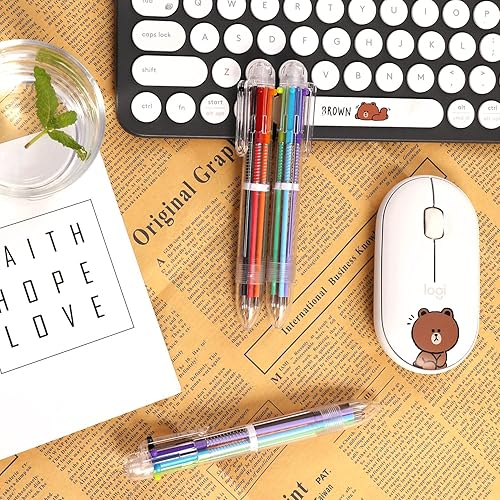 Miniatura 7 de DAIKOYE 24 bolígrafos multicolor 6 en 1 de 0.020 in, 6 colores, de barril transparente, para oficina, suministros escolares, estudiantes, regalo