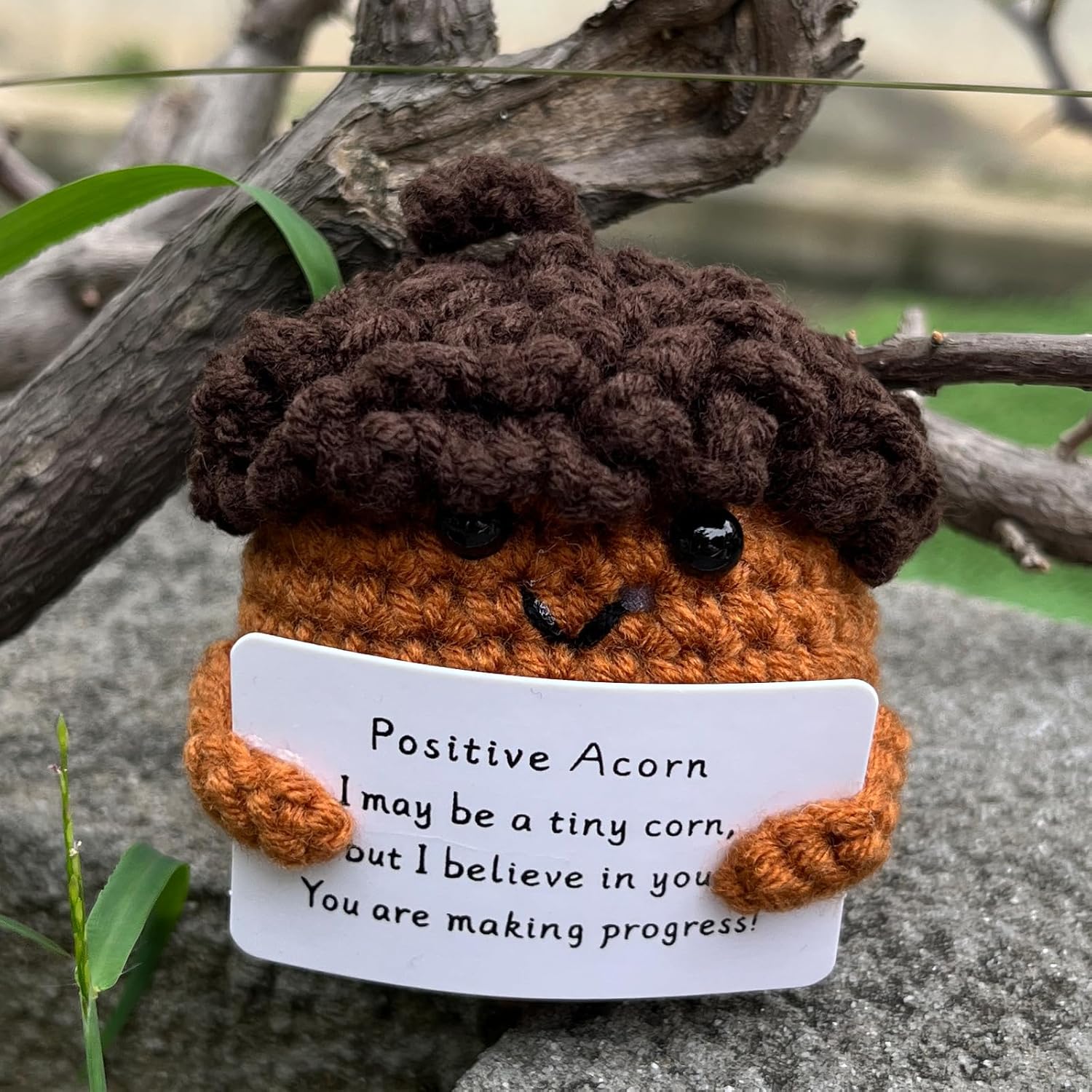 Emotional Acorn Gifts Crochet, Positive Acorn Cute Funny Cool Office Desk Decor Decorations for Her Women Men - Image 3