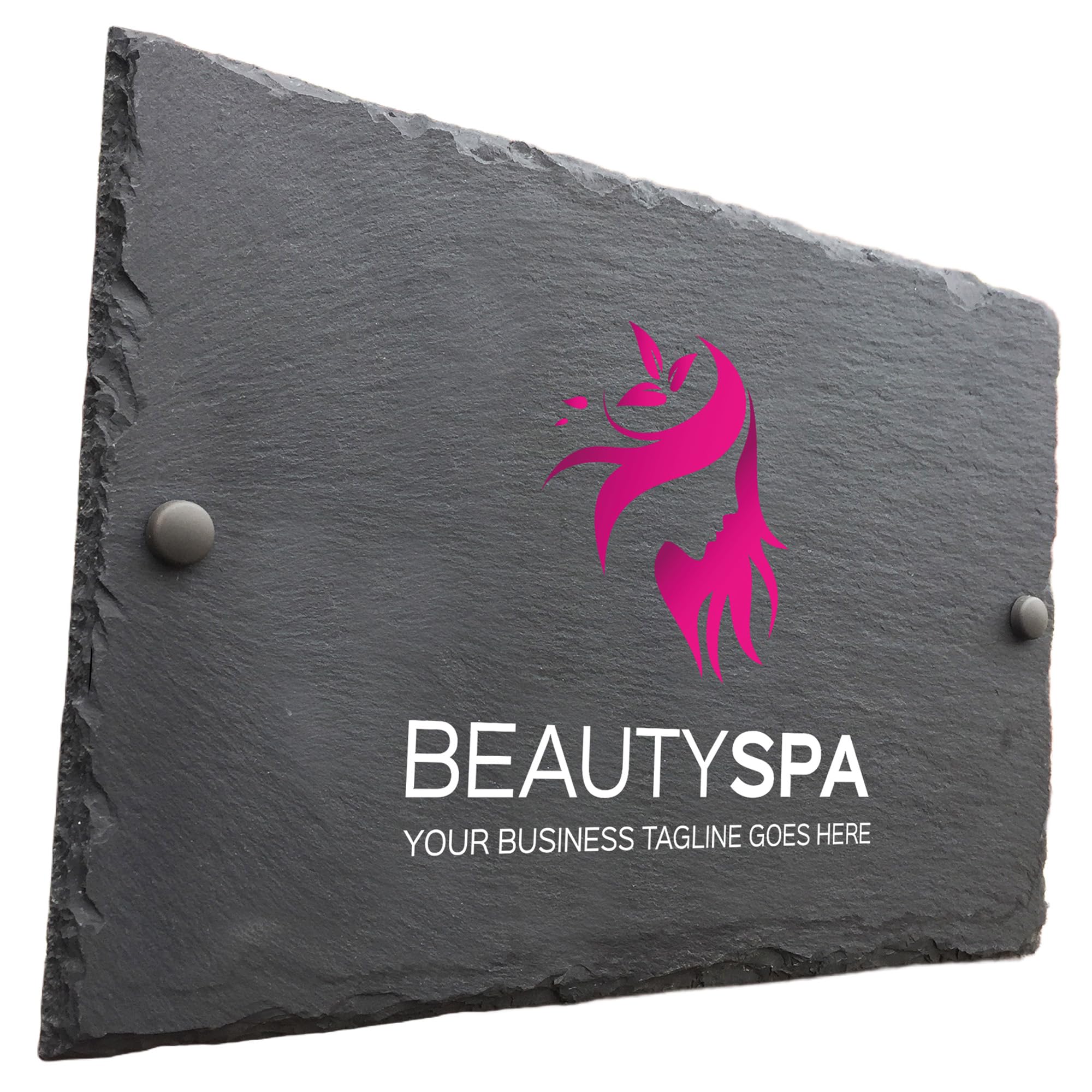 Bespoke Slate Business Logo Signs - Handmade Custom Business Logo sign Wall Plaque with Rustic Black Farmhouse Design - Includes Screws & Fixings - Ideal for Home, Office, Gate, Porch - 200x300mm