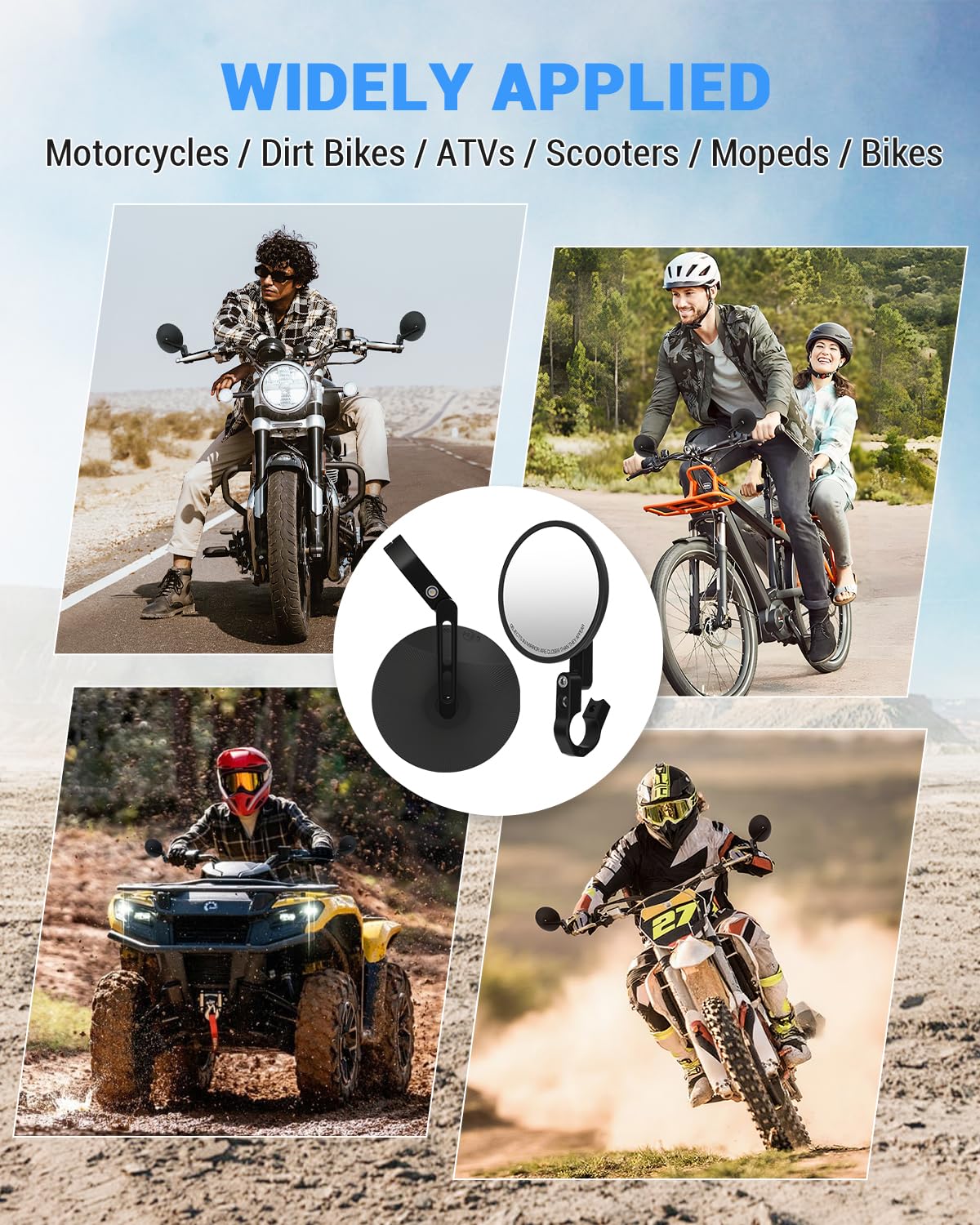 SUPAREE Specchietti Moto Universali specchietti moto manubrio omologati specchietti moto pieghevoli Adatto a Manubri con Diametri di 22 mm e 25,4 mm per Scooter Cruiser