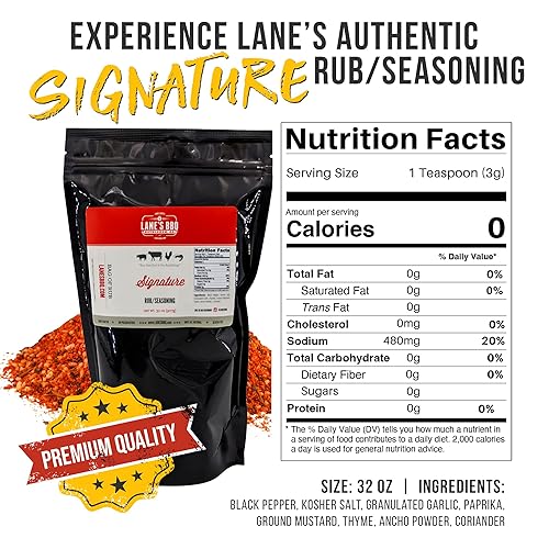 Miniatura 10 de Lane's BBQ Signature Rub Seasoning  Todo natural  Sin gluten  Sin MSG  Sin conservantes 4.6 oz