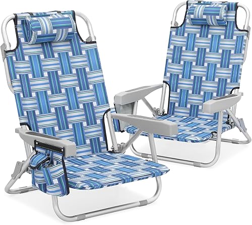 MoNiBloom Asiento de perfil bajo, ligero, portátil, plegable, silla de playa con soporte para tazas, bolsa enfriadora, resistente al aire libre, disponible en Yaxa Peru