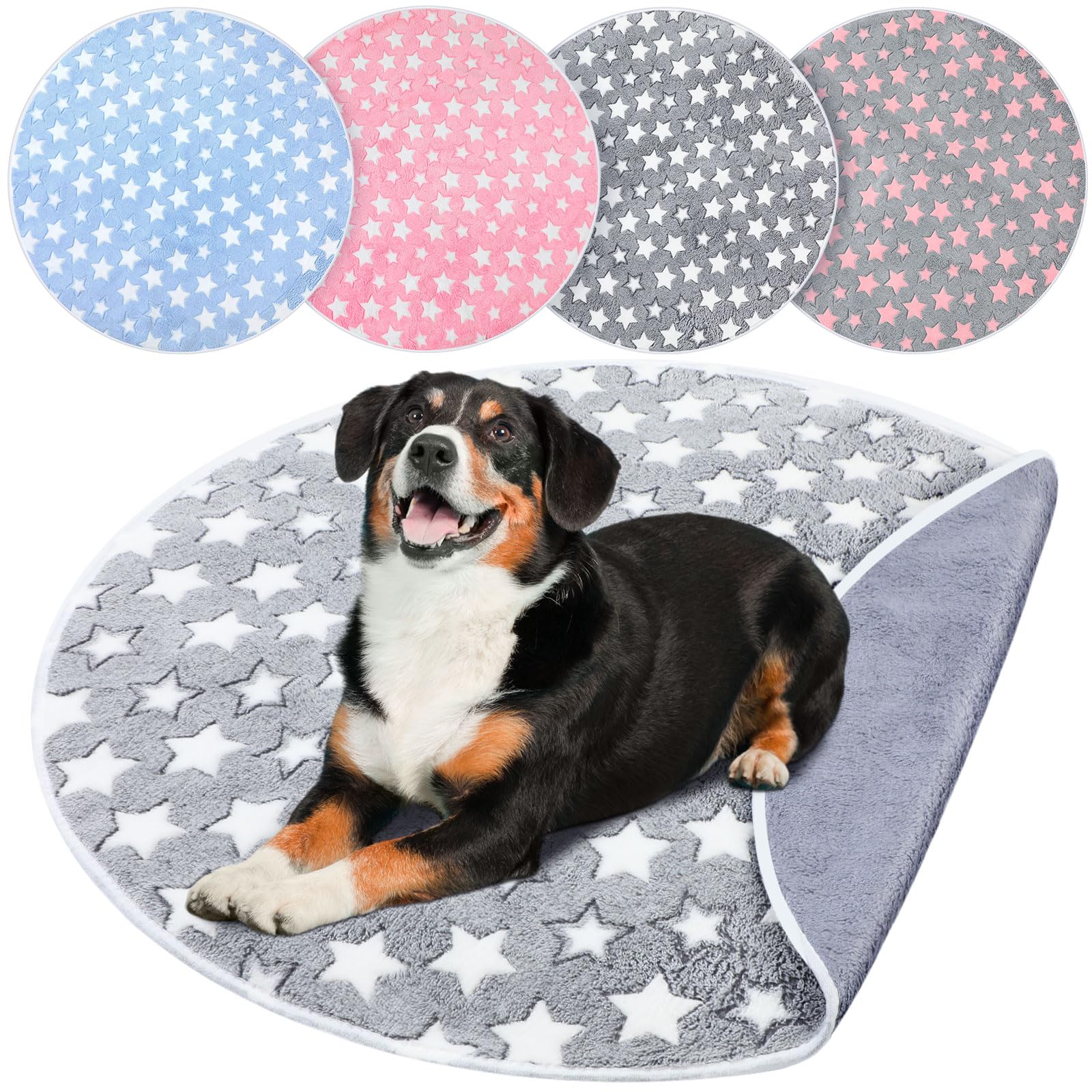 Hahafelt 4 Pcs Round Whelping Pee Pads Washable for Dogs Waterproof Pet Training Mats Reusable Puppy Whelping Pads Non Slip Cat Dog Bed Mat for Crate