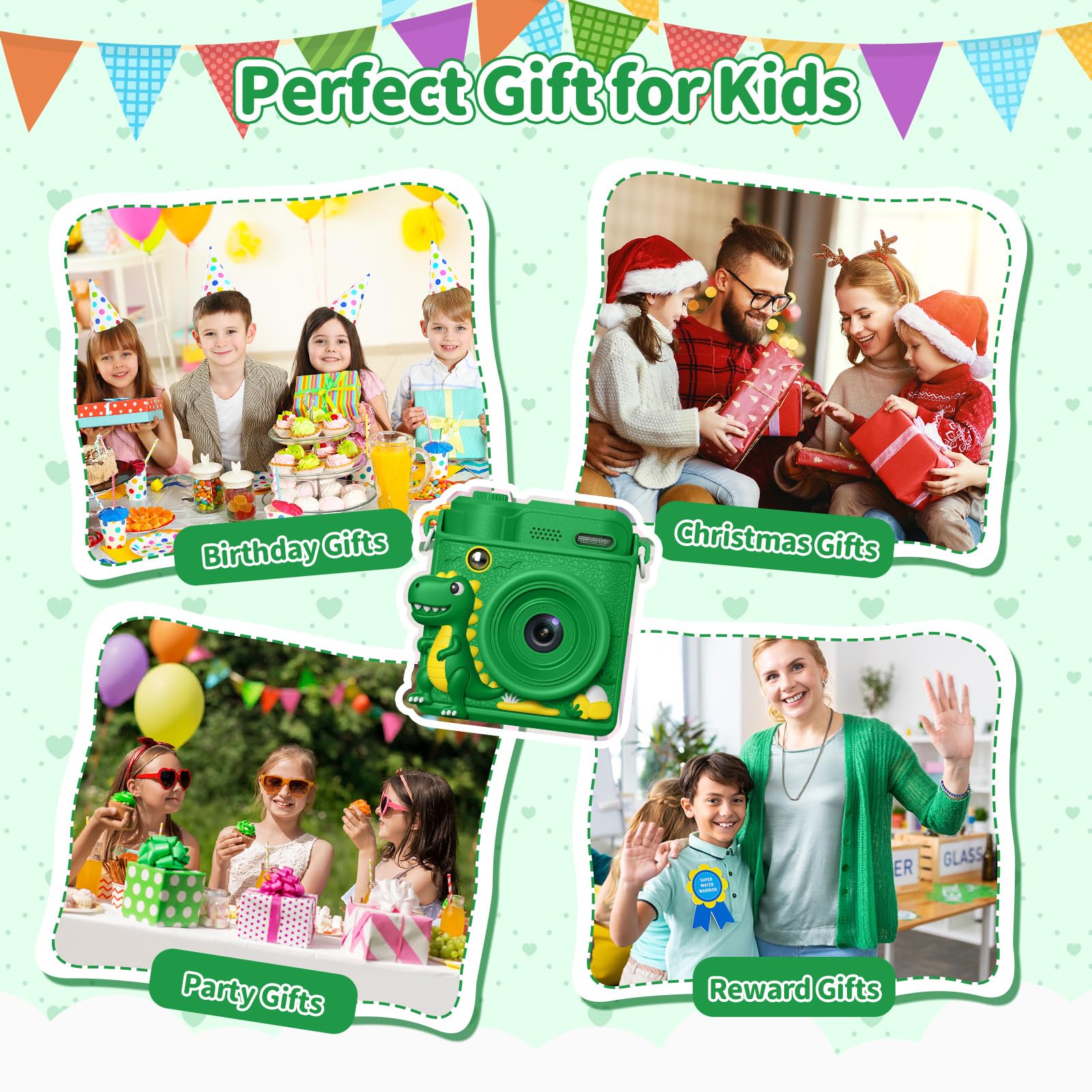 Gofunly Macchina Fotografica Bambini Istantanea, Fotocamera Istantanea 1080P HD Schermo per Bambini con 32GB Scheda, Fotocamera Digitale Regalo per Ragazze Ragazzi da 3-12 Anni
