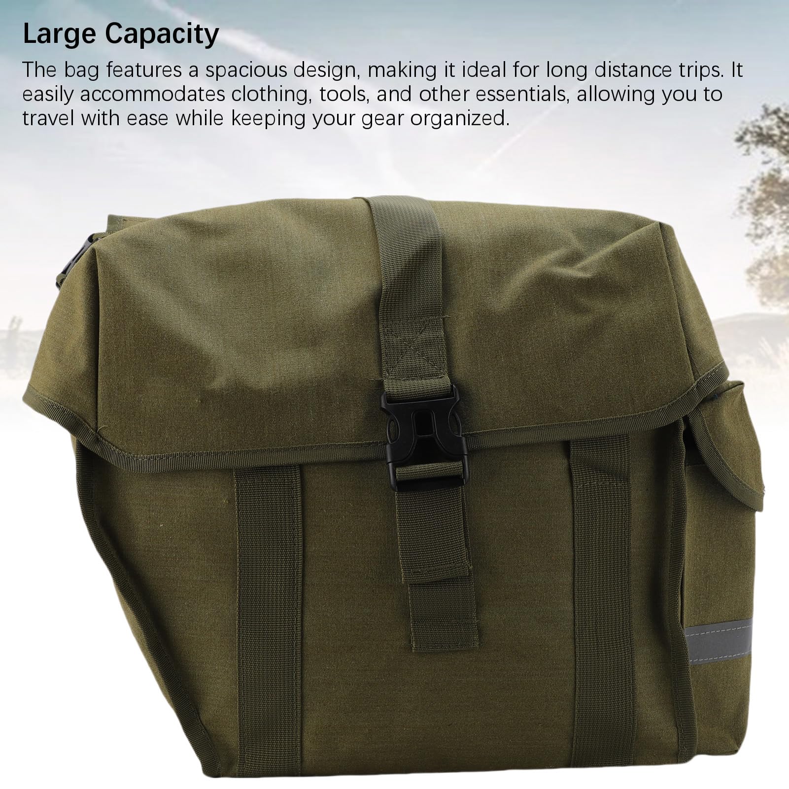 Borsa Doppia per Sedile Bici, Borsa Portaoggetti Posteriore in Tela Impermeabile di Grande capacità, Custodia per Ciclismo con Strisce Riflettenti, Ideale per Accessori da Bicicletta (43
