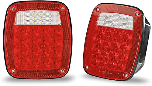 Wellmax 2 luces traseras LED universales de 12 V con 38 LED rojos y blancos, luces de parada, giro, trasera, respaldo y señal