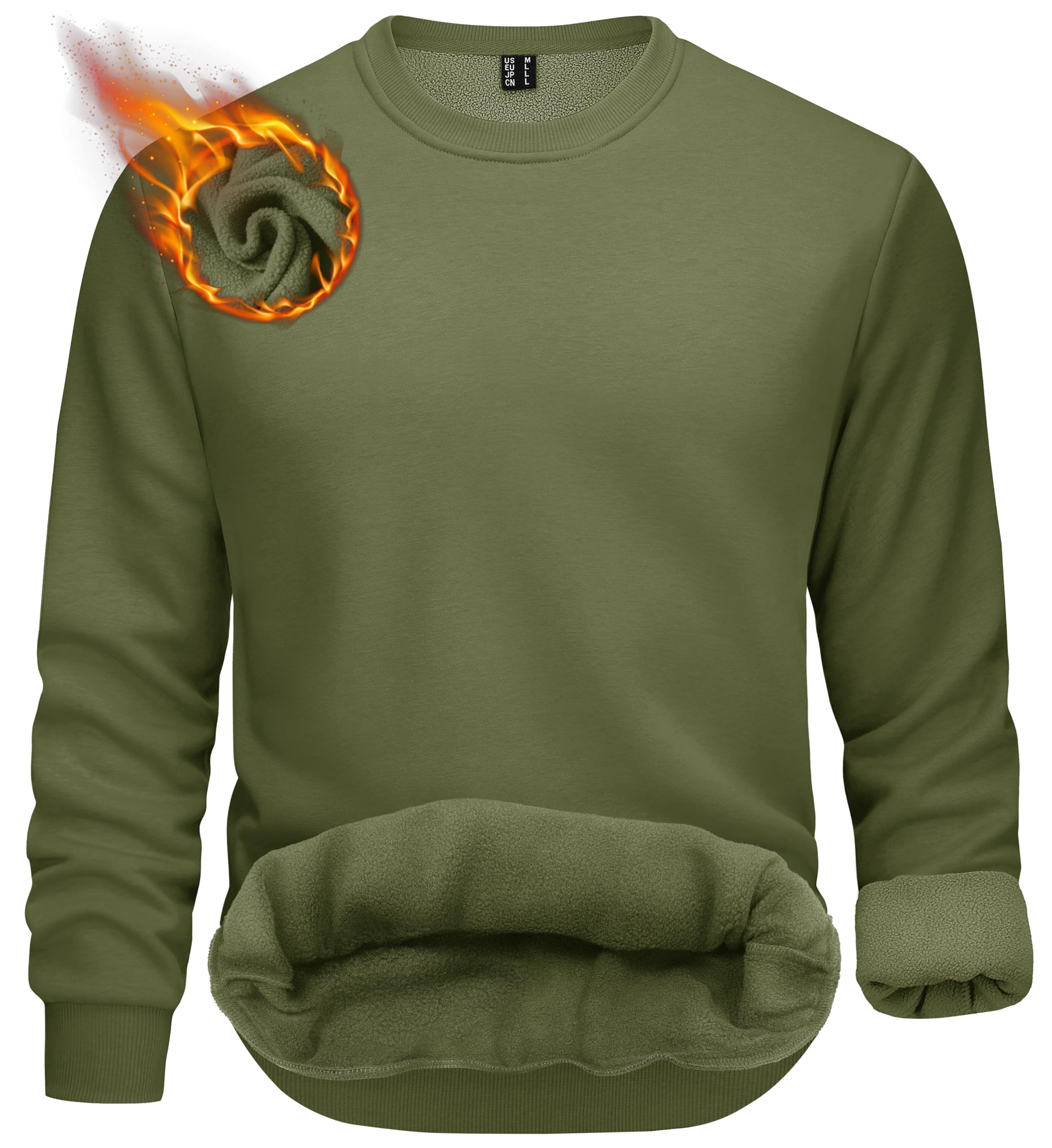 TACVASEN Fleecepullover Herren Sweatshirt Gefüttert Winter Warme Sport Langarmshirt Rundhals Outdoor Pullover Männer
