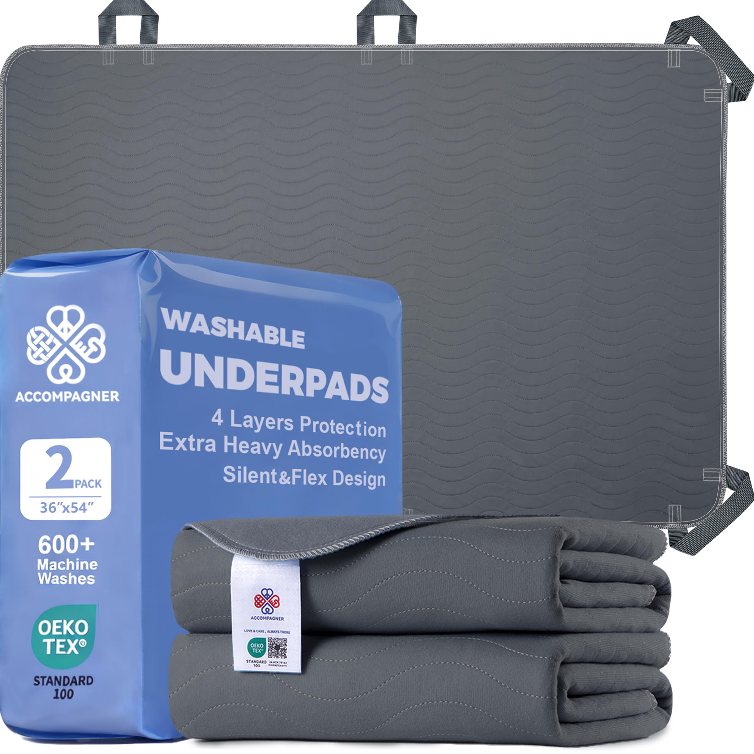 Photo 1 of Accompagner Positioning Bed Pad with Handles - 36"x54" - Dark Gray (2 Pack)