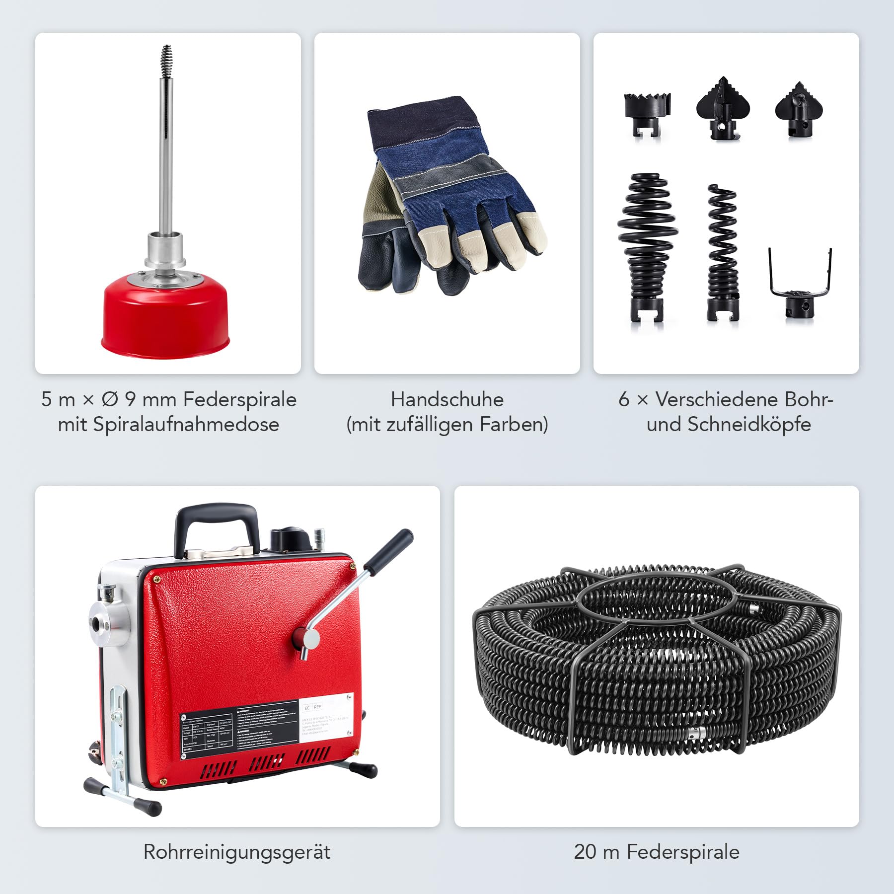 ZELCAN Rohrreinigungsmaschine Elektrisch 400W Kanalreinigungsmaschine mit 20M Spiralen Badewannenablauf-Reinigungswerkzeug Drain Clean Rohrreinigungsgerät Elektrische Rohr-Reiniger