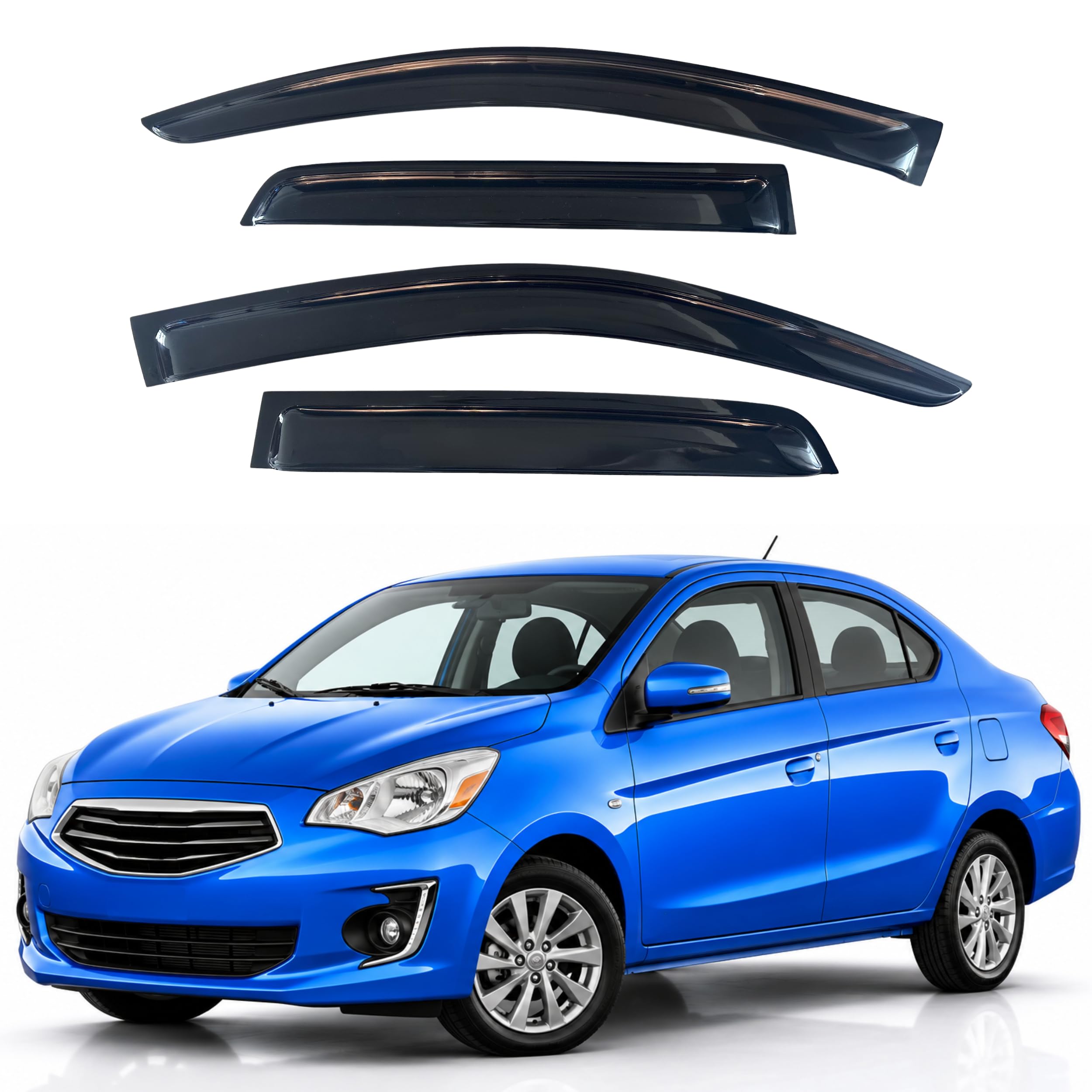 IG Window Visors Fit for 2017-2024 Mitsubishi Mirage G4 Sedan, Out-Channel Rain Guards Vent Wind Deflectors 4PC, Car Accessories for 17-24 Mirage G4 Sedan (Excludes Hatchback)
