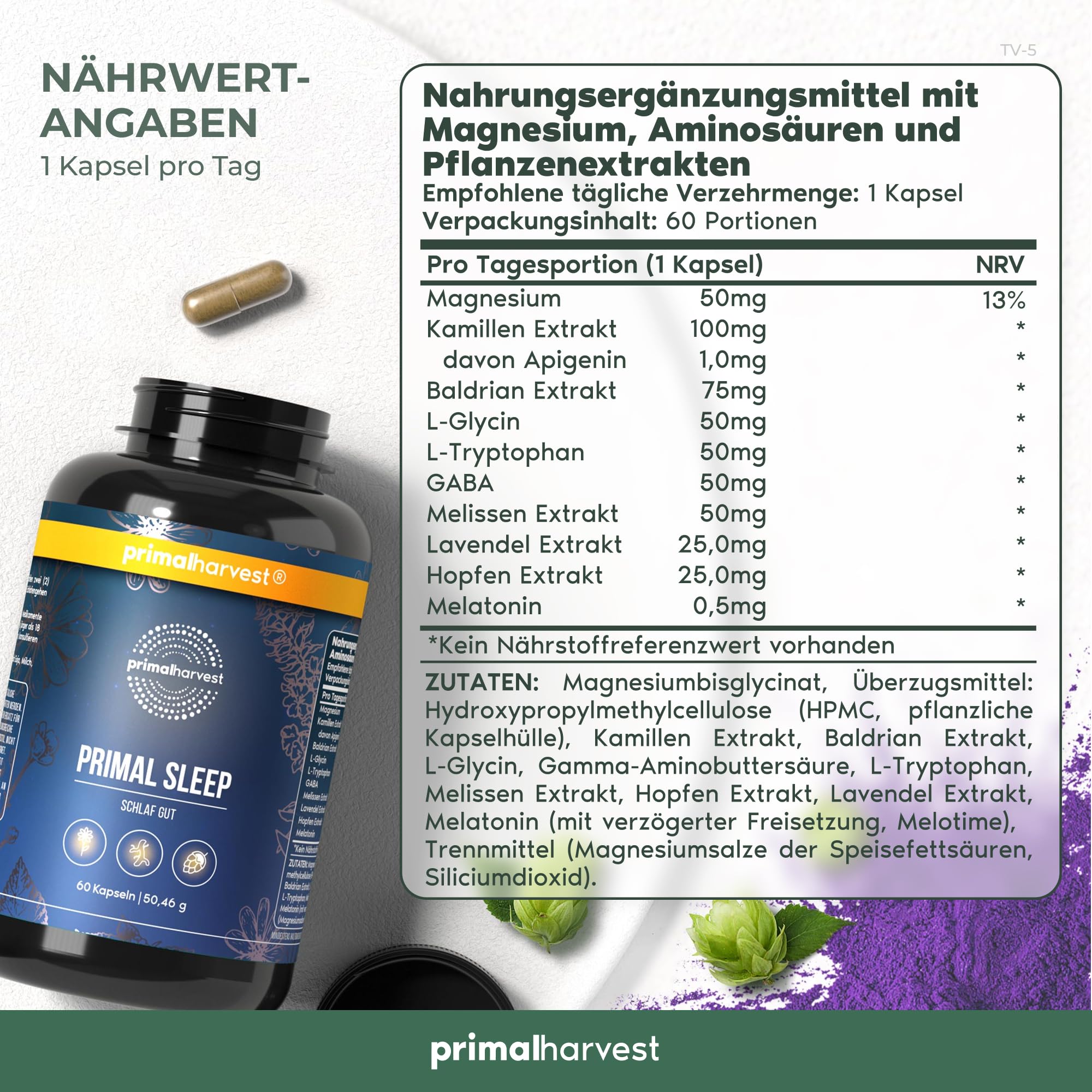 Primal Harvest Sleep – Tägliches Supplement, gluten- & milchfrei, vegan