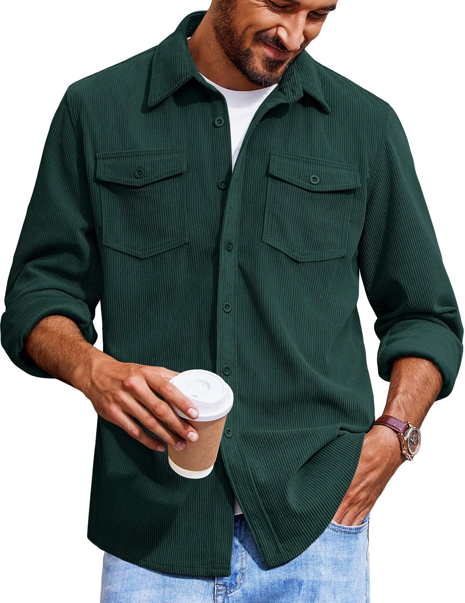 COOFANDY Corduroy Shacket